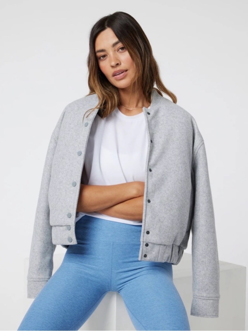 Vuori Soho Melton Bomber Jacket Light Heather Grey Sz. S